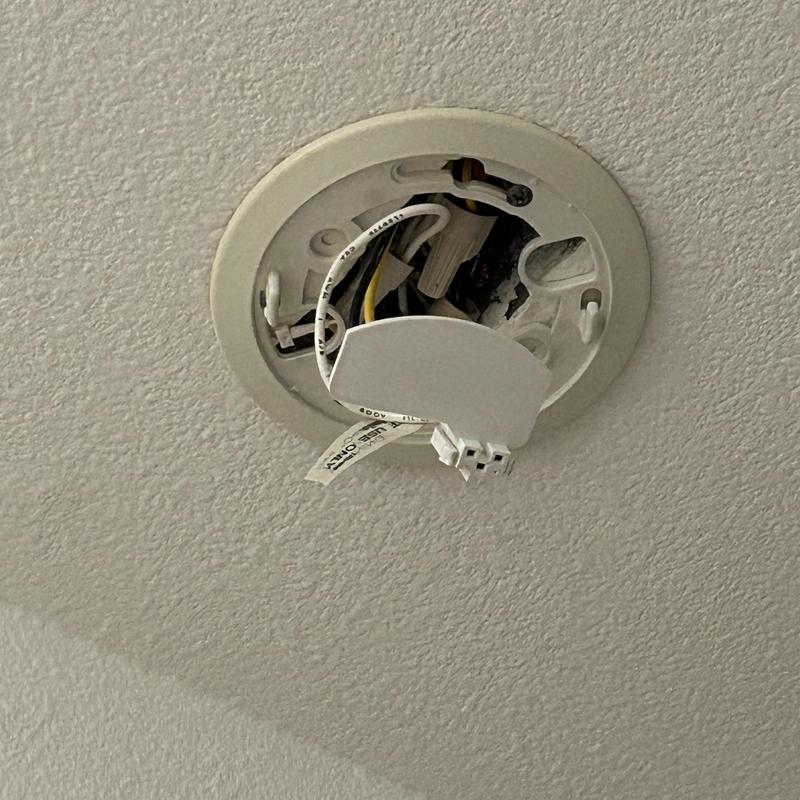 Smoke detector base wiring exposed during replacement in Boise Smoke detector base wiring exposed during replacement in Boise