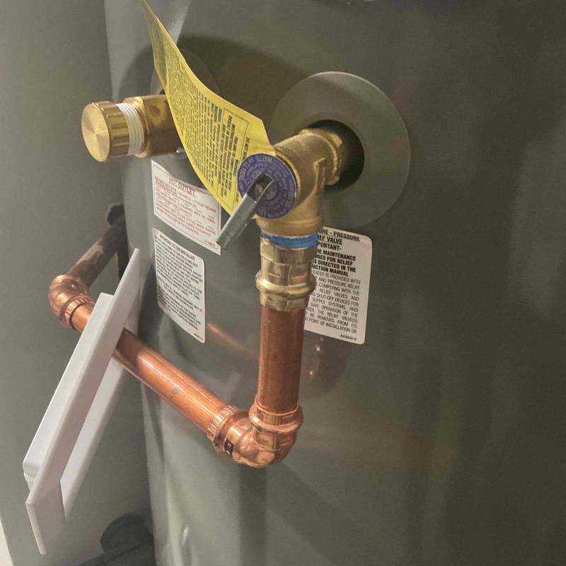 Temperature and pressure relief valve on water heater