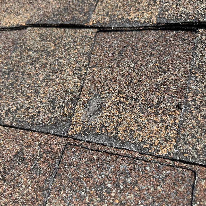 Roof shingles close-up showing wear and granule loss Roof shingles close-up showing wear and granule loss