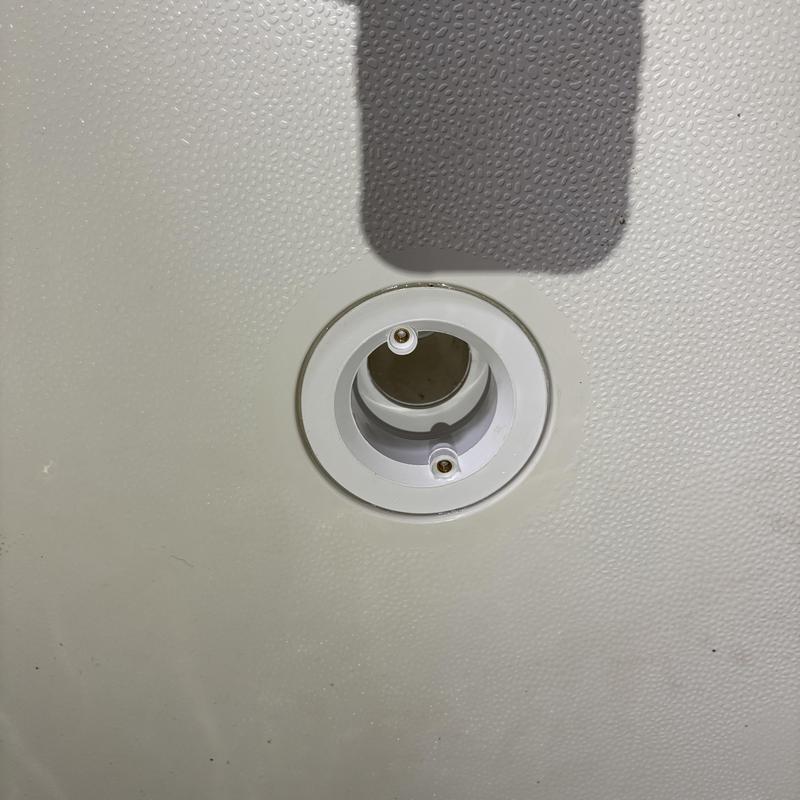 Shower base drain flange without drain cover Shower base drain flange without drain cover