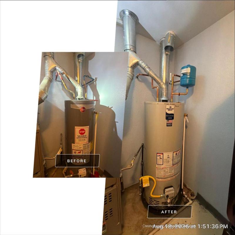 Water heater upgrade with corrected gas line and venting Water heater upgrade with corrected gas line and venting