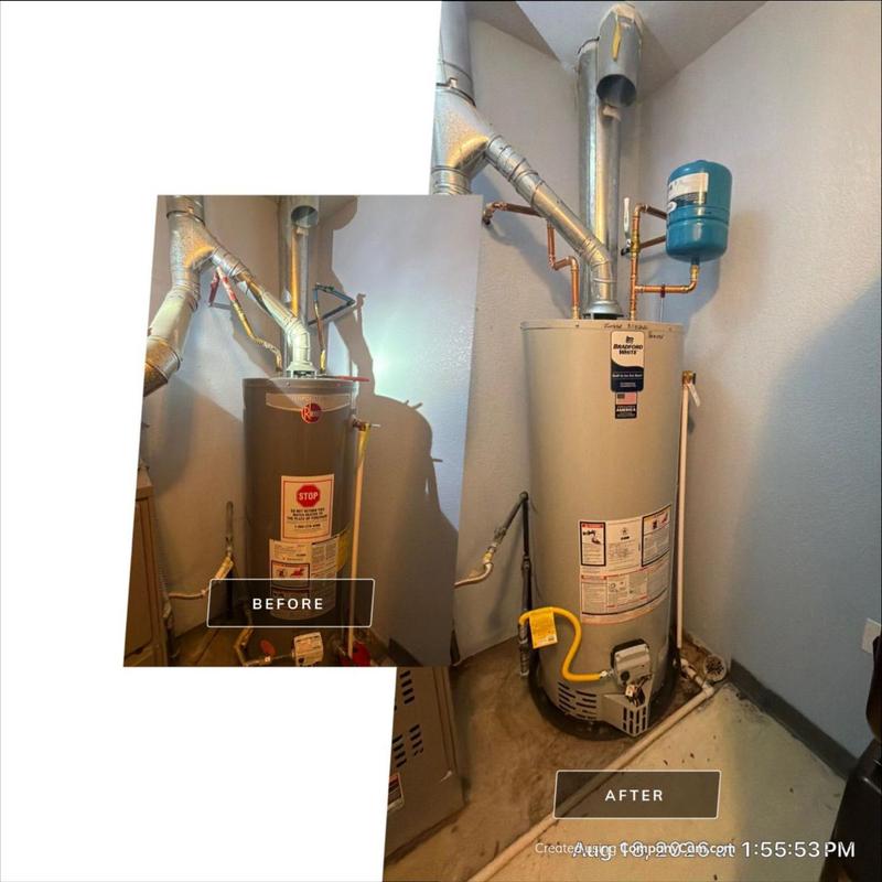 Water heater upgrade with new gas line and venting Water heater upgrade with new gas line and venting