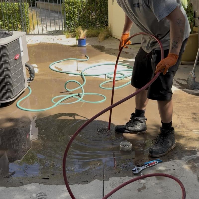 Storm drain hydro jetting with sewer camera inspection