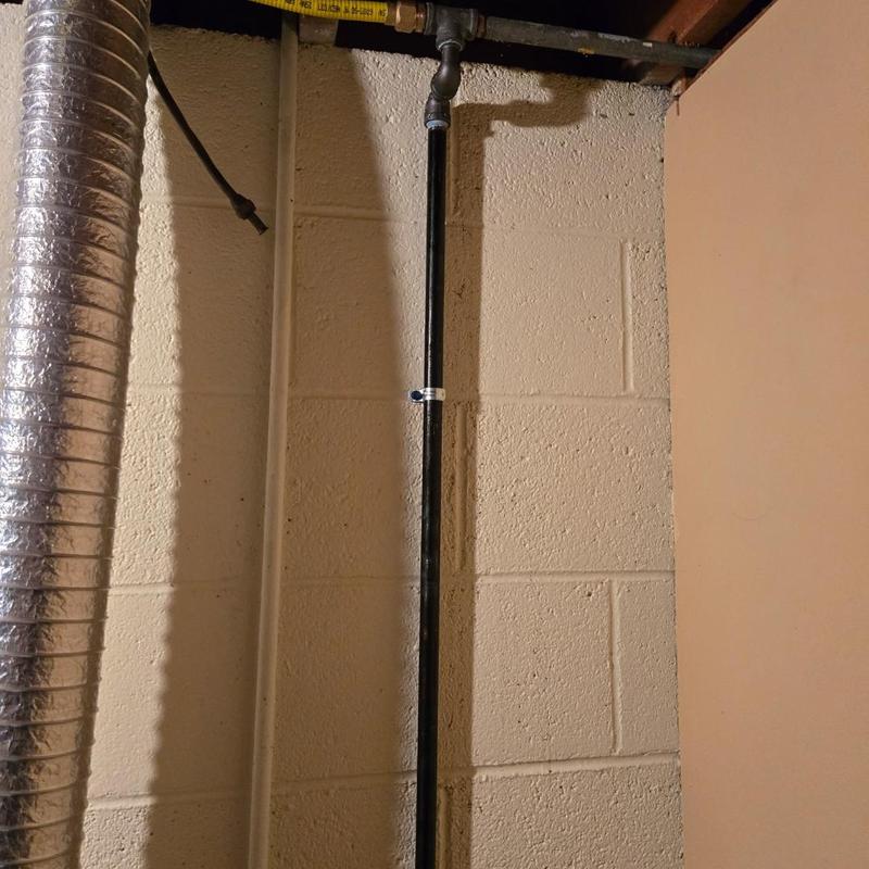 Gas line with black iron pipe and ball valves
