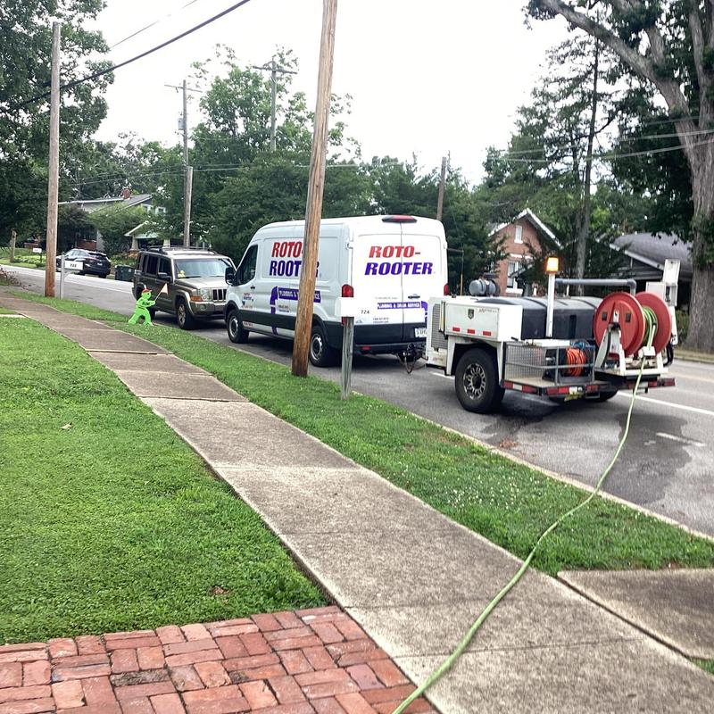 Sewer line jetting with Roto-Rooter van and equipment Sewer line jetting with Roto-Rooter van and equipment