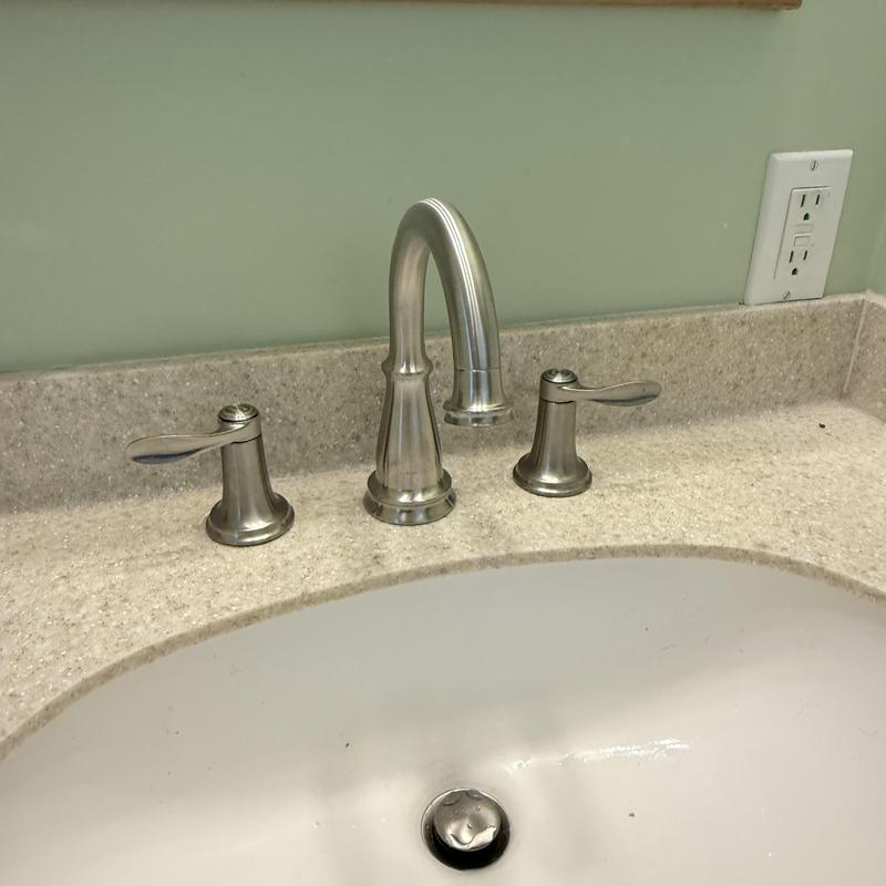 Bathroom faucet set with brushed nickel finish