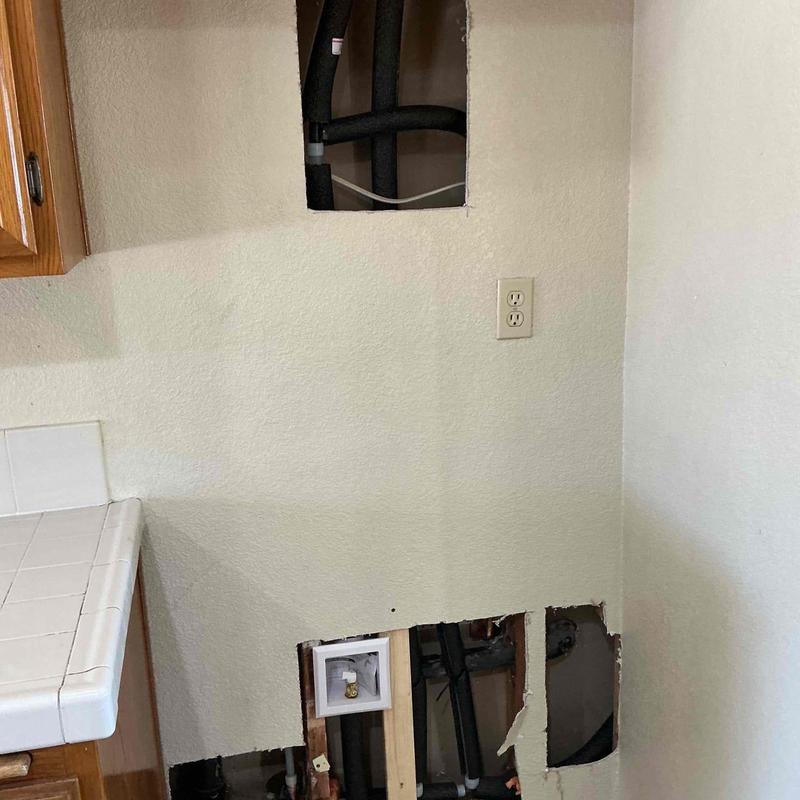 PEX waterlines and copper piping inside wall access