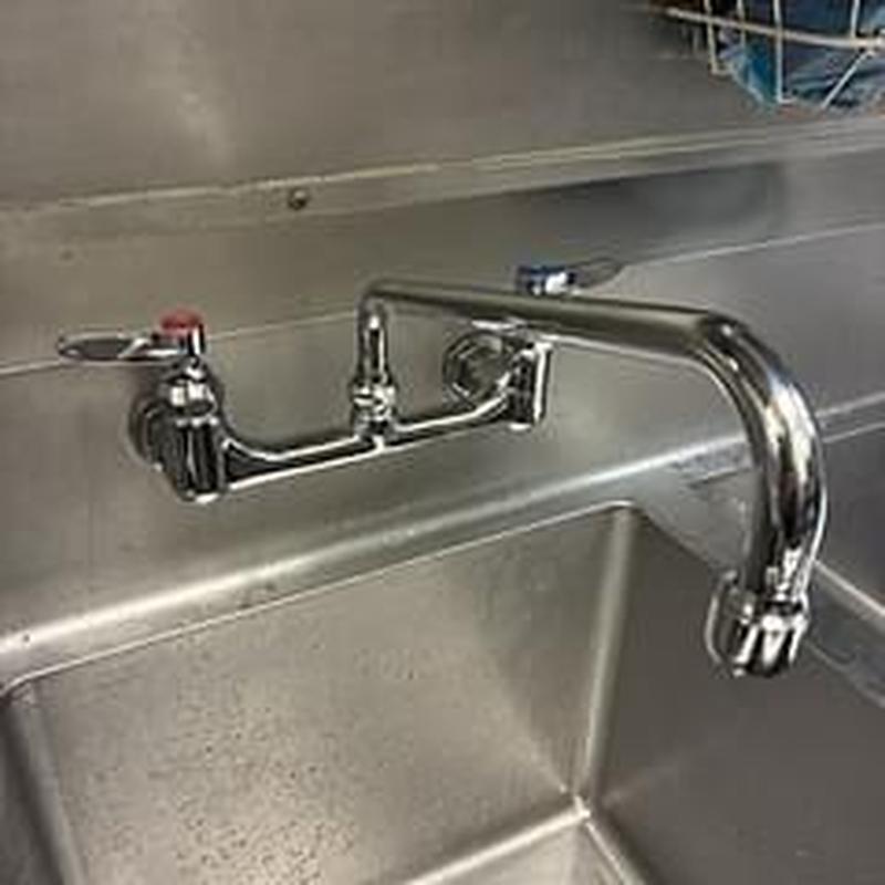 Commercial kitchen wall-mounted faucet installation Commercial kitchen wall-mounted faucet installation