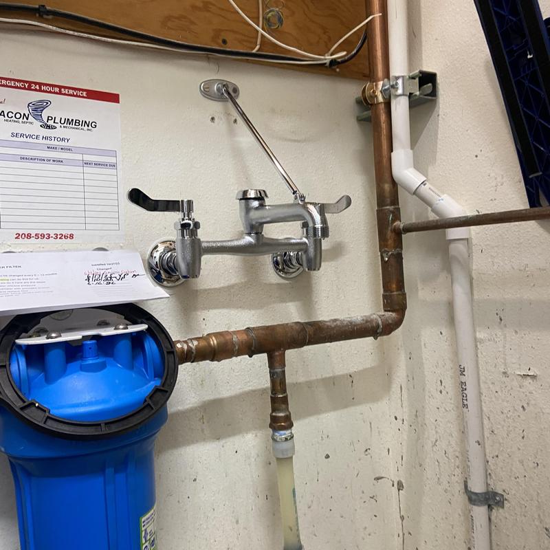 Service sink faucet installation with copper piping Service sink faucet installation with copper piping