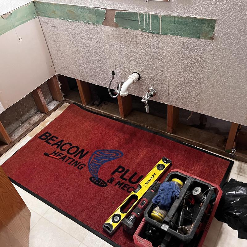 Bathroom sink plumbing with new angle stops and supply lines Bathroom sink plumbing with new angle stops and supply lines