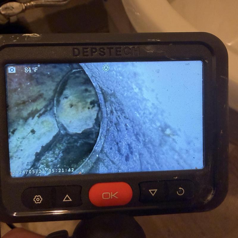 Bathroom drain pipe inspection camera view Bathroom drain pipe inspection camera view