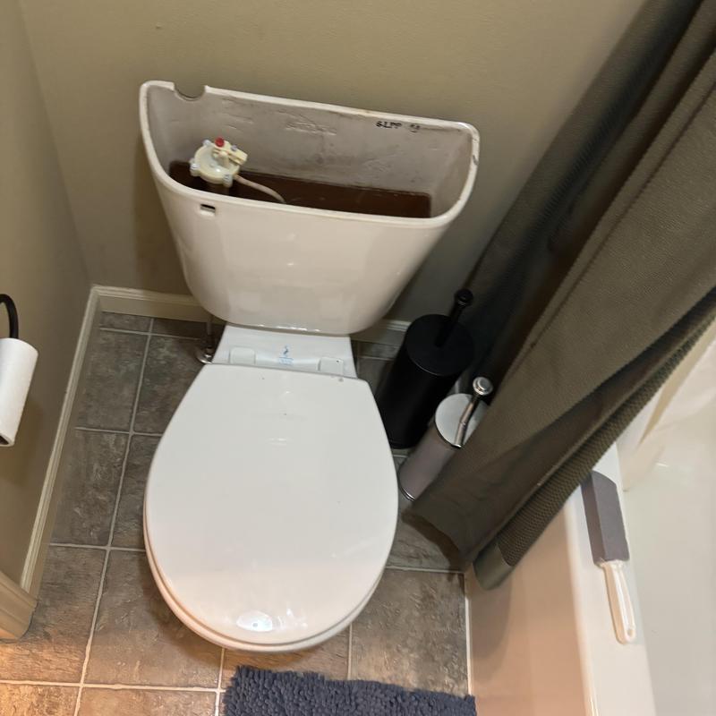 Toilet tank with flush valve and water filling system. Toilet tank with flush valve and water filling system.