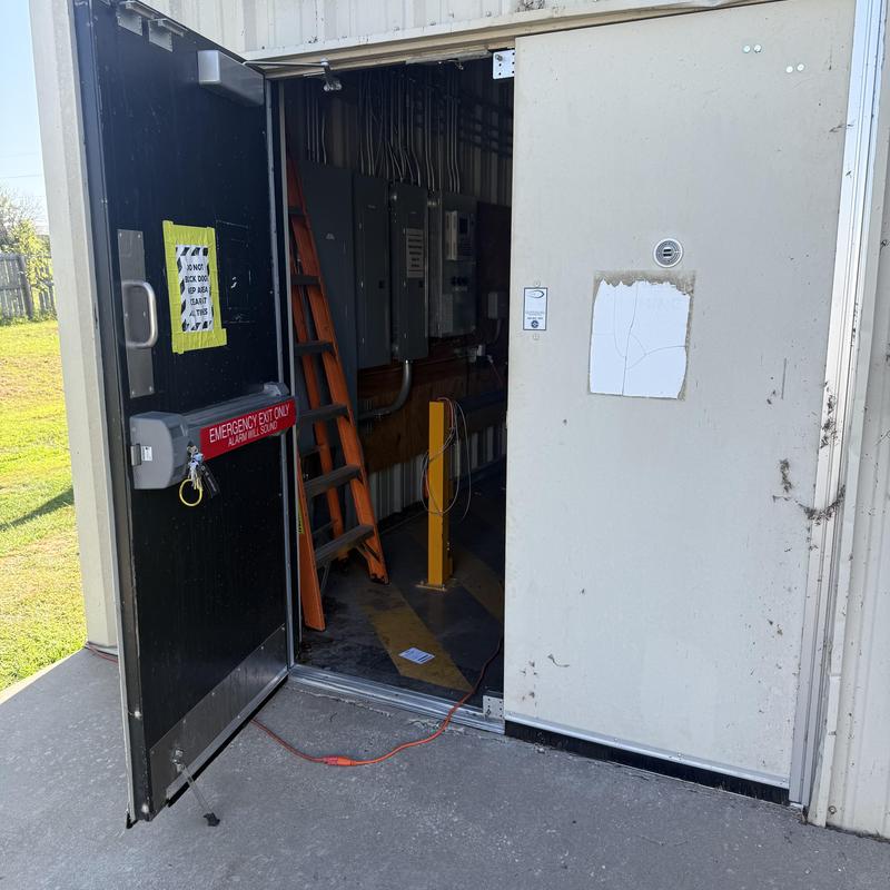 Exit device lock and door threshold repair at delivery door Exit device lock and door threshold repair at delivery door