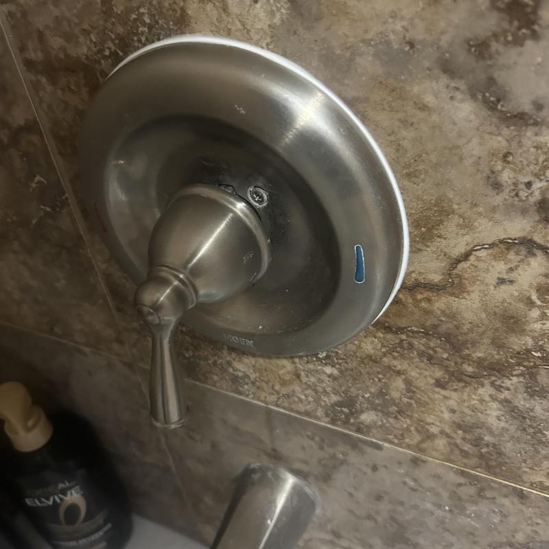 Shower valve handle with snapped off handle piece Shower valve handle with snapped off handle piece