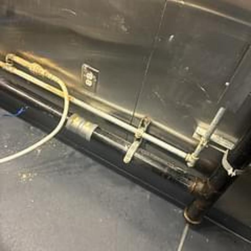 Gas pipe with leak repair and new hose connection Gas pipe with leak repair and new hose connection