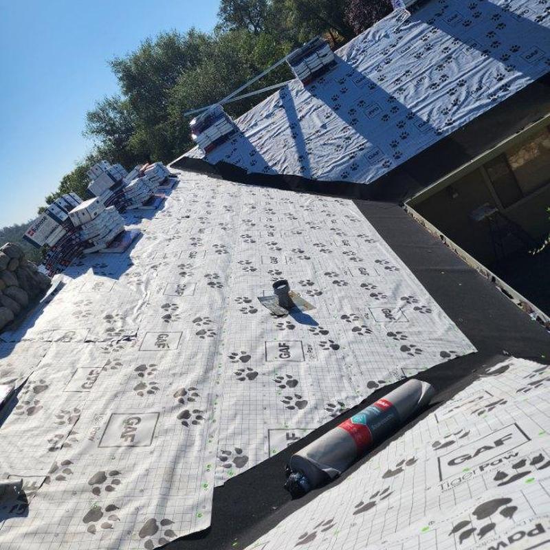 GAF roofing underlayment installation on residential roof