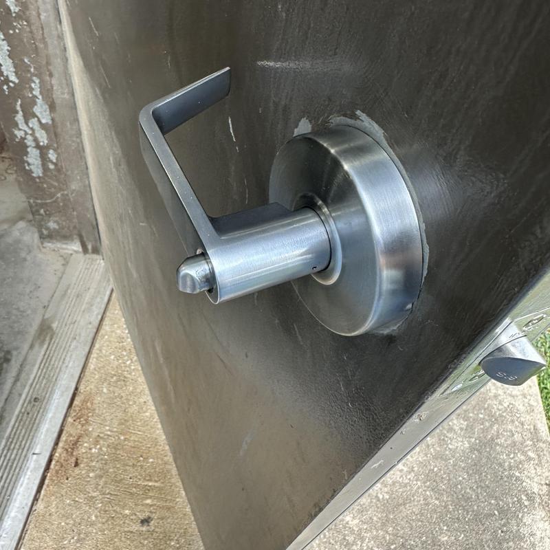 Door lever handle with new latch installation Door lever handle with new latch installation