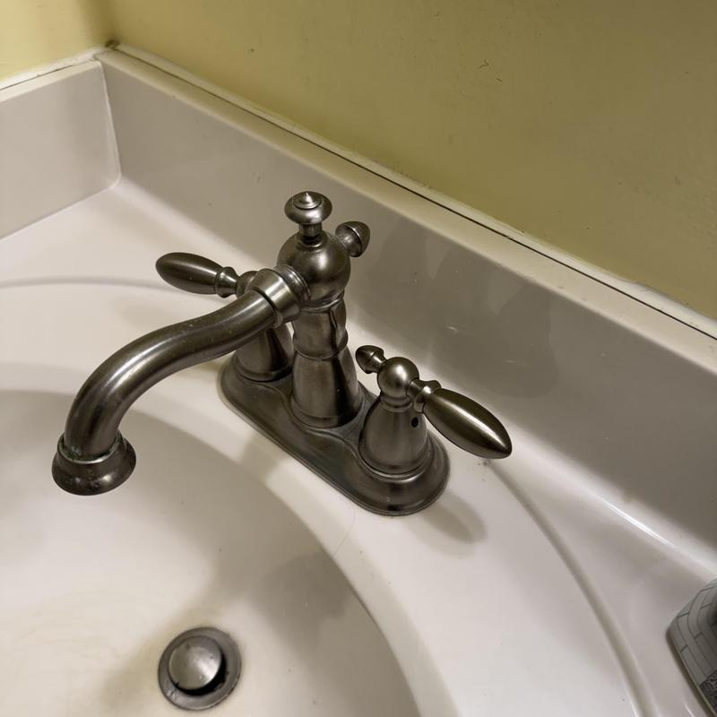 Lavatory faucet installation on bathroom sink