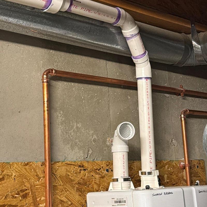 PVC solid core exhaust pipe on tankless water heater PVC solid core exhaust pipe on tankless water heater