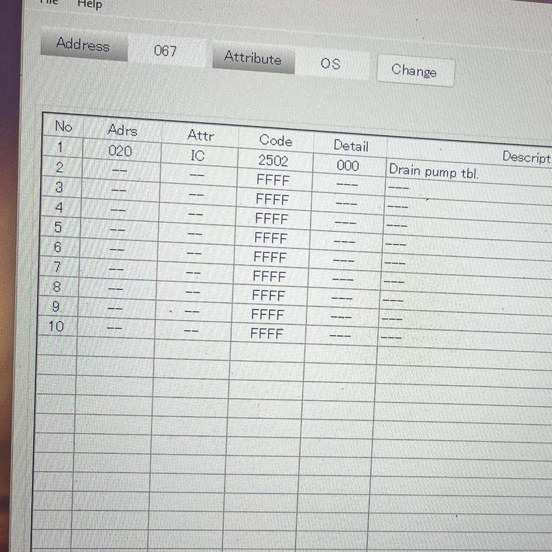 Drain pump error code on BAS screen display