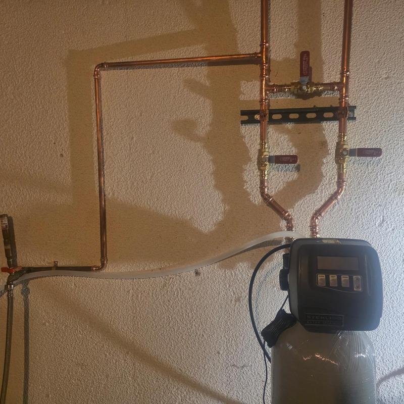 Sterling water softener with new copper piping installation