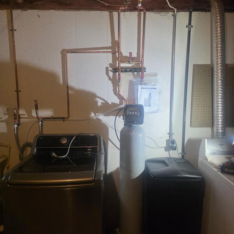 Sterling water softener installed with copper plumbing
