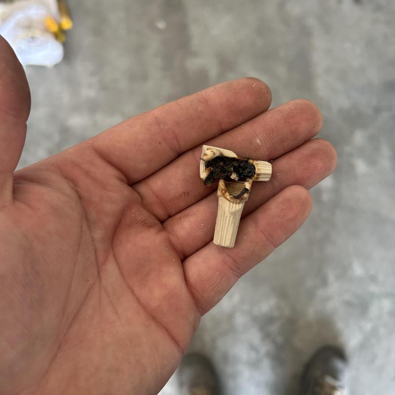 Burnt furnace wiring wire nut in hand Burnt furnace wiring wire nut in hand