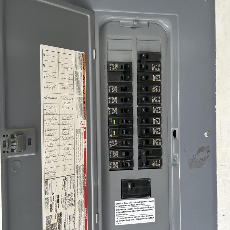 Main electrical panel with upgraded two pole breakers Main electrical panel with upgraded two pole breakers