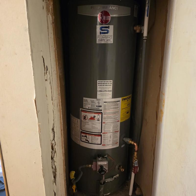 40 gallon modular water heater installed in closet space