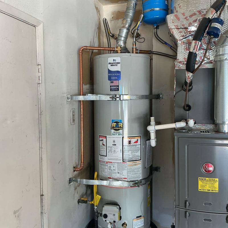 40-gallon water heater with safety upgrades and piping