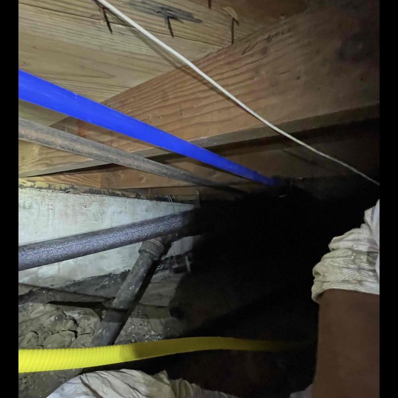 PEX cold water pipe and shut-off valve installation