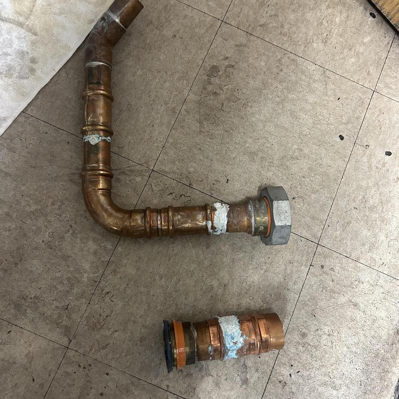 Copper water heater piping with replaced connections Copper water heater piping with replaced connections