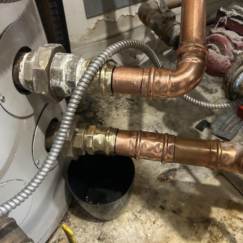 Copper piping connections on hotel water heater Copper piping connections on hotel water heater