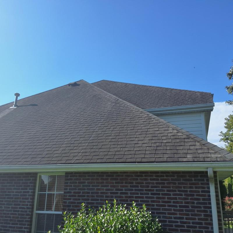Asphalt shingle roof inspection on brick home