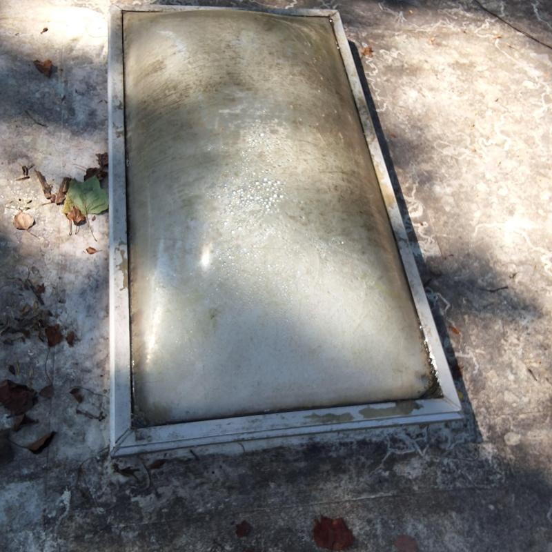 Skylight dome on TPO flat roof with water damage Skylight dome on TPO flat roof with water damage