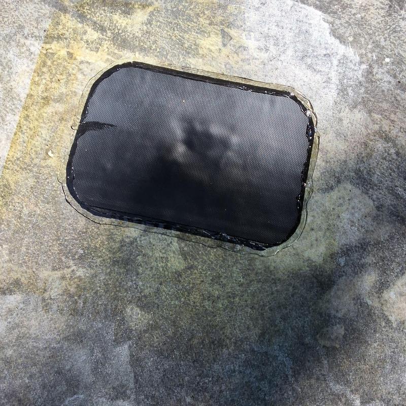 TPO flat roof skylight seal patch and surrounding damage TPO flat roof skylight seal patch and surrounding damage