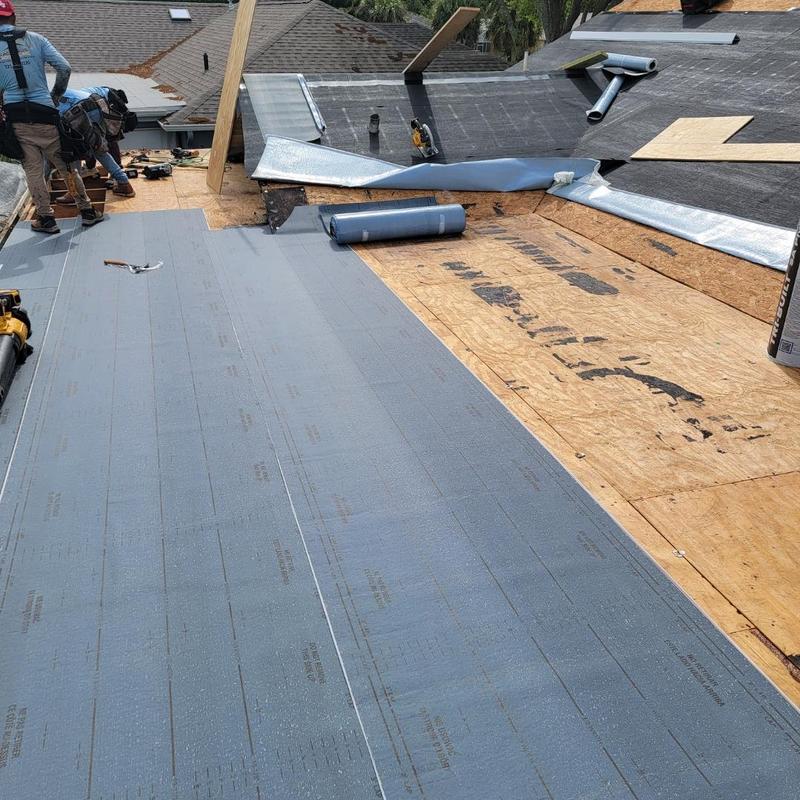 Rubberized bitumen peel-and-stick roofing installation Rubberized bitumen peel-and-stick roofing installation