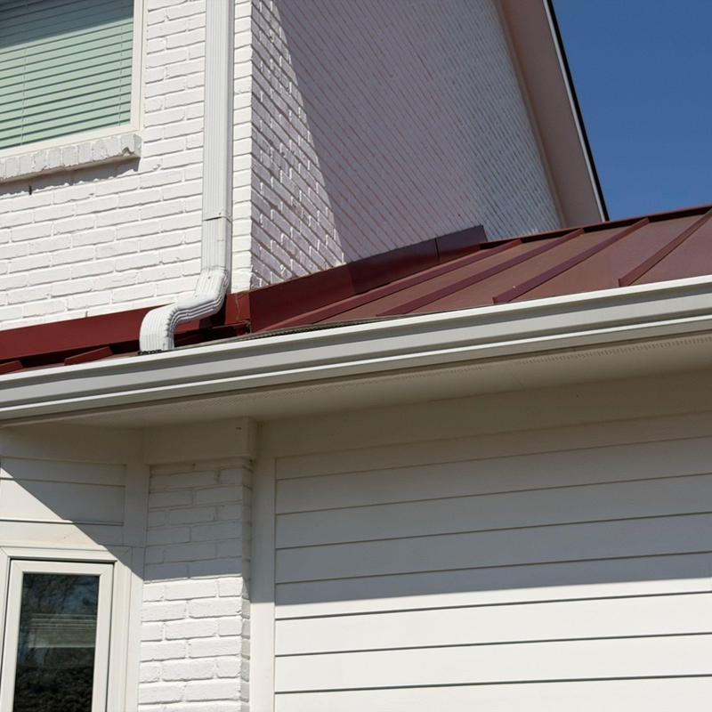 Metal roof and flashing with hail damage in Brentwood