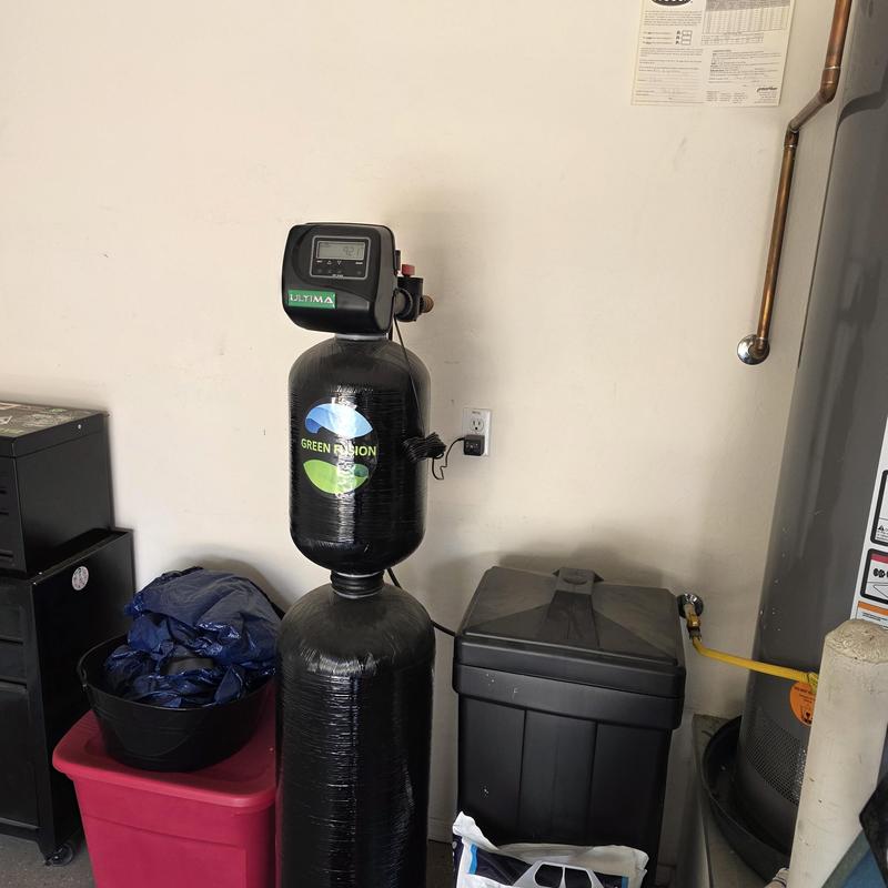 Water softener system with filtration unit installed Water softener system with filtration unit installed