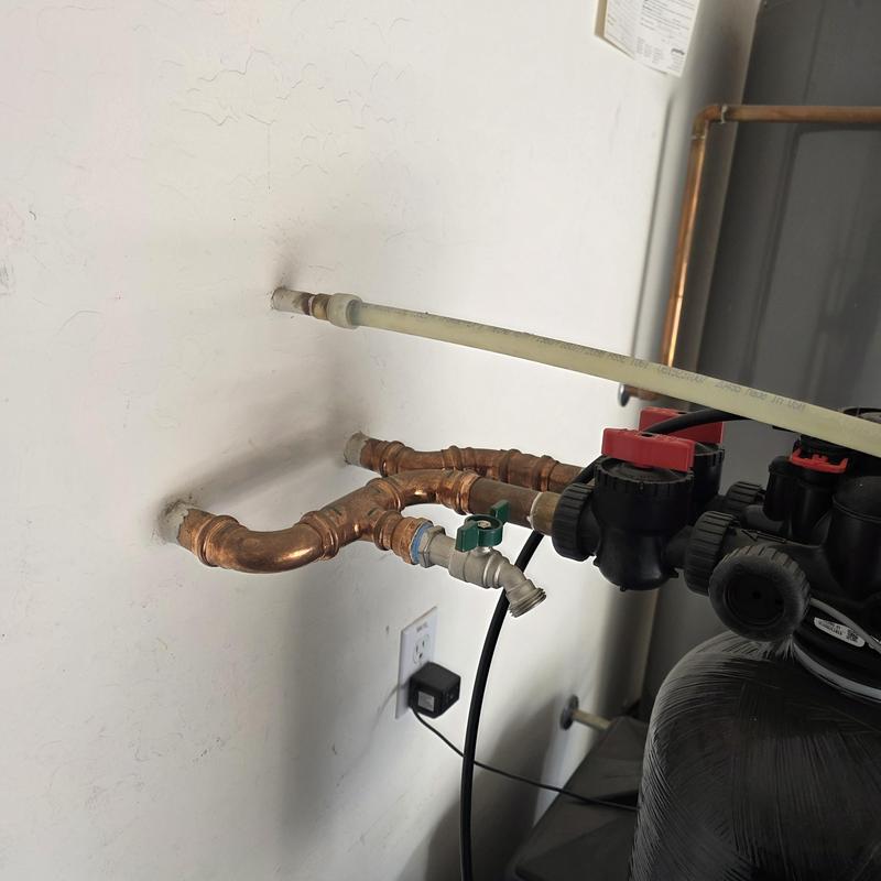 Water softener installation with filtration and hose bib Water softener installation with filtration and hose bib