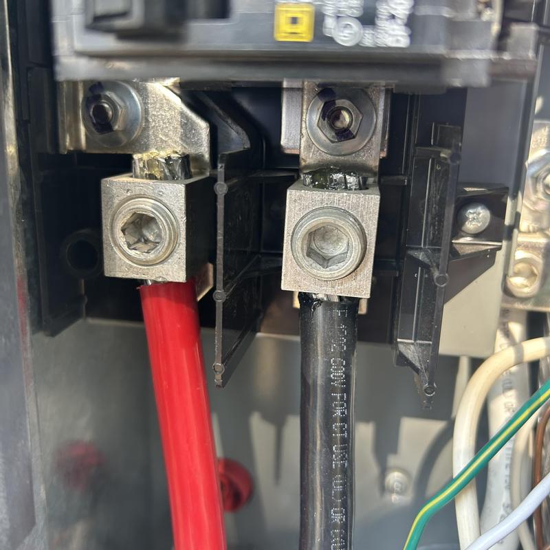 Main service panel feeders with antioxidant compound applied Main service panel feeders with antioxidant compound applied