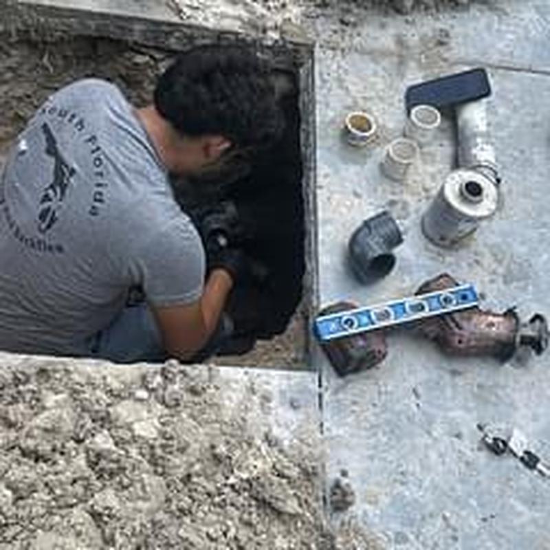 PVC pressure pipe repair under sidewalk excavation