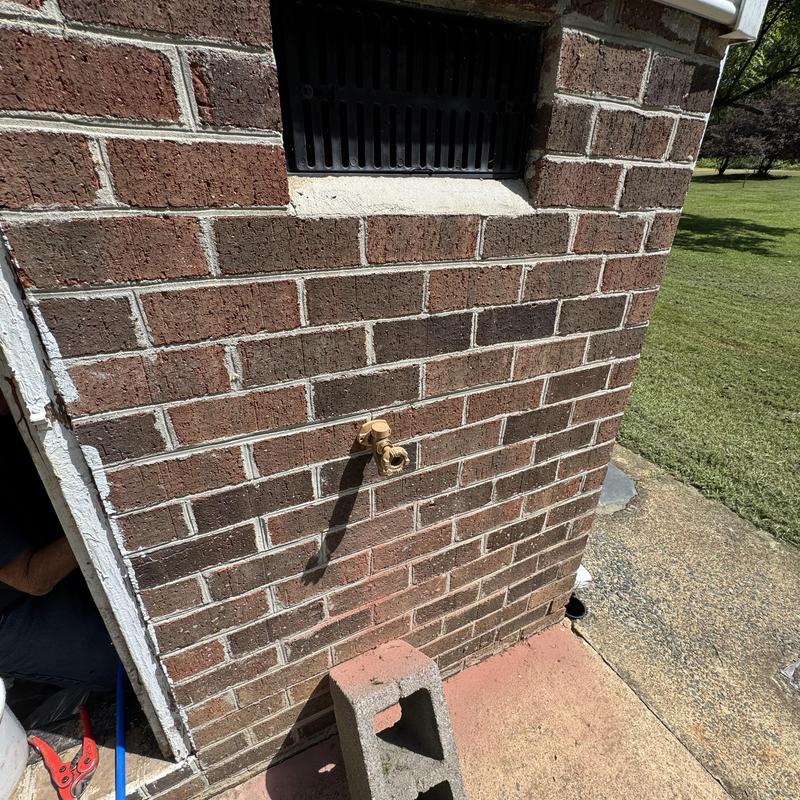Frost proof hose bib on brick exterior wall Frost proof hose bib on brick exterior wall