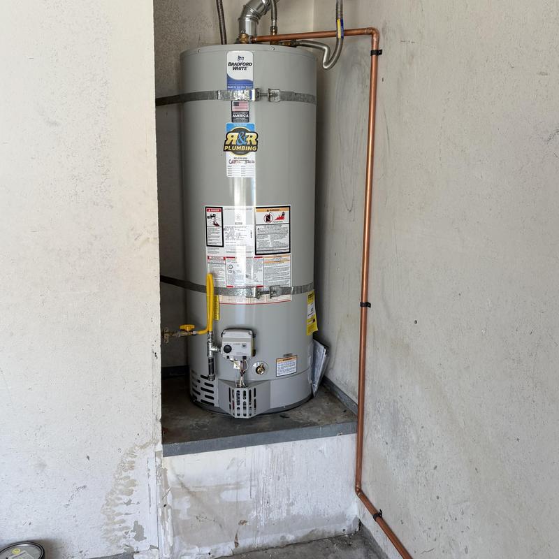 50-gallon Bradford White water heater installation