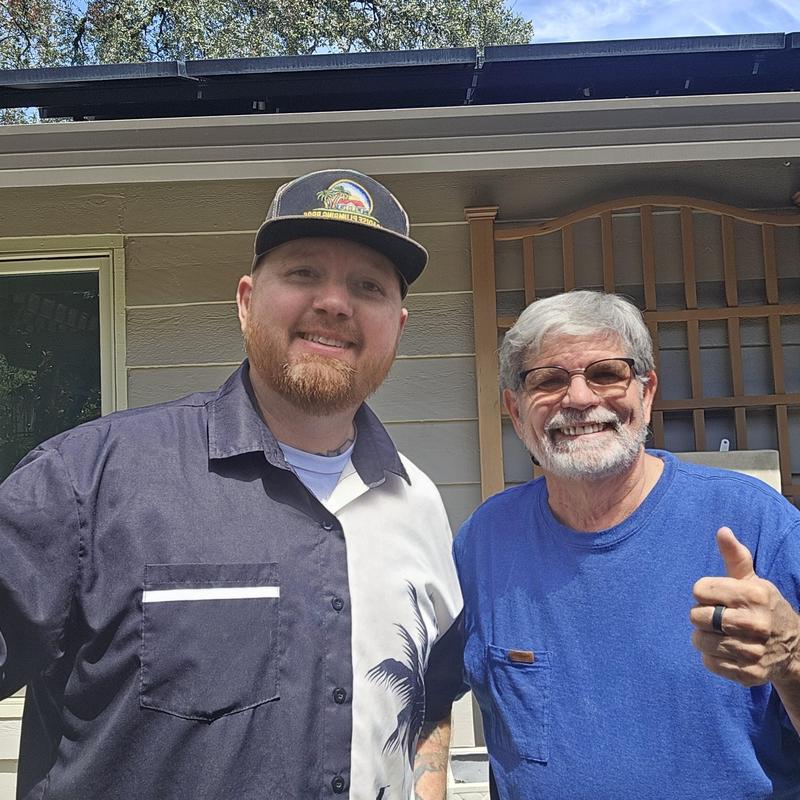 Toilet flange plumbing repair with customer thumbs up