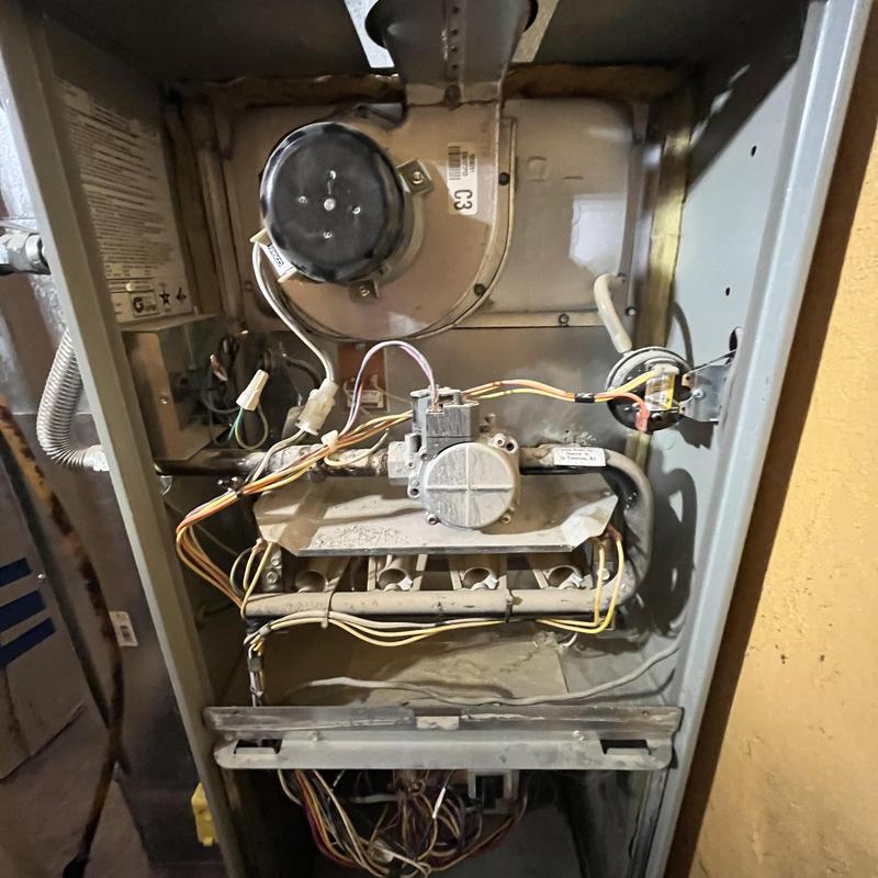 Furnace gas valve and wiring inside unit Furnace gas valve and wiring inside unit