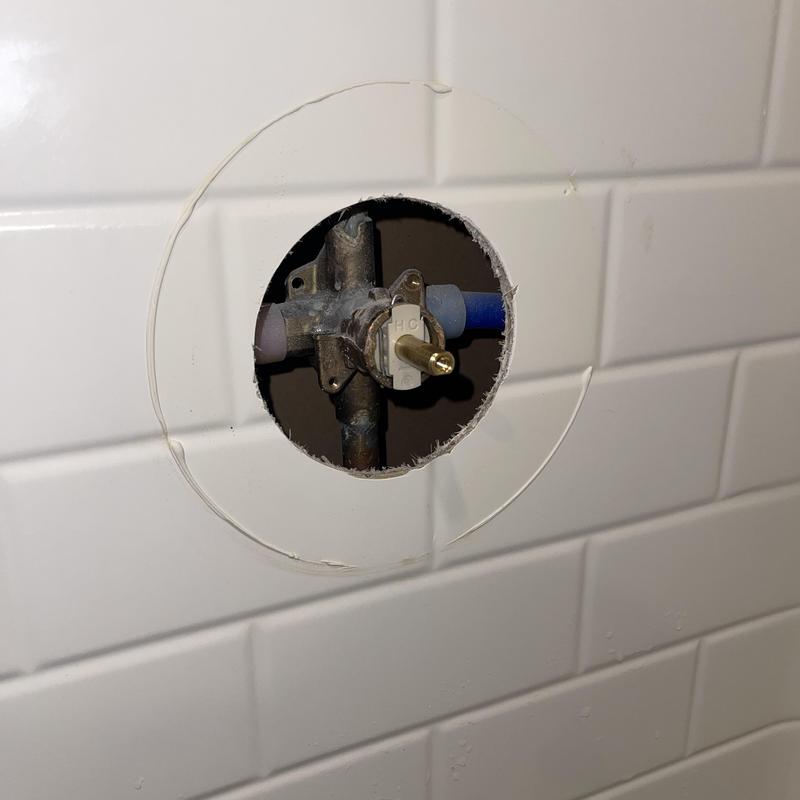 Moen Posi-Temp shower cartridge in valve housing