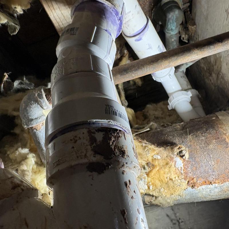Bathtub drain pipe with new P-trap installation Bathtub drain pipe with new P-trap installation
