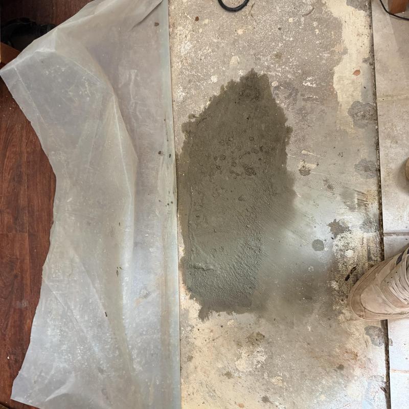 Copper water pipe leak under concrete slab patch