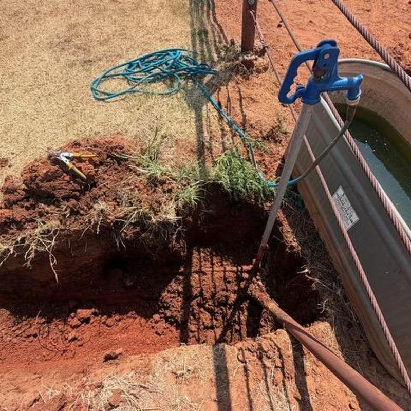 Bury hydrant installation with water leak repair outdoors Bury hydrant installation with water leak repair outdoors